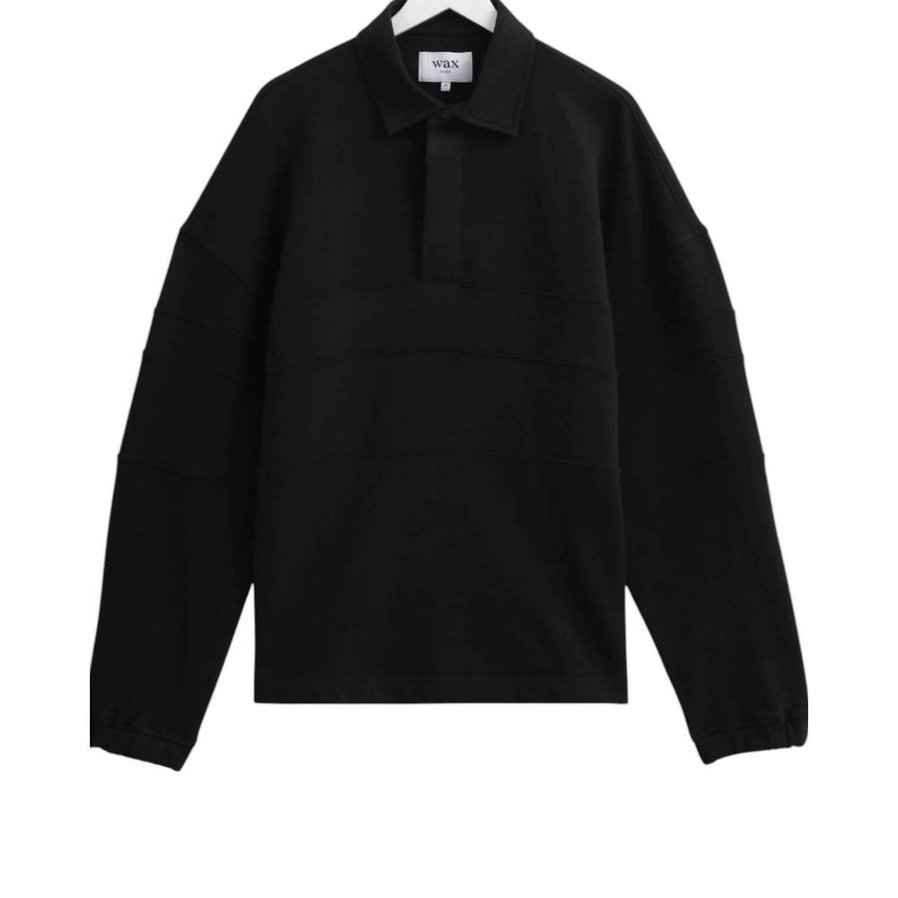 NEW WAX LONDON blen rugby shirt in black - Picture 3 of 3